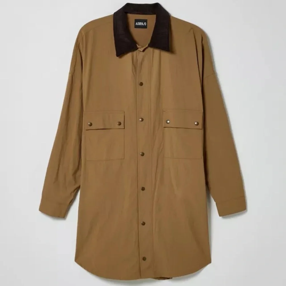 AJOBYAJO Oversized Wax Shirt Jacket Barn Chore Tan Brown NWT